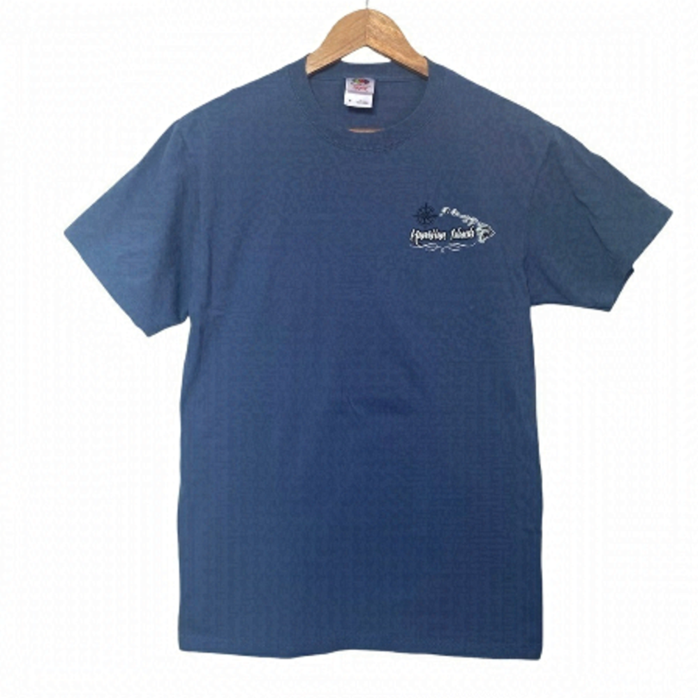 Vintage Tee Shirt Short Sleeve Fruit of the Loom Hawaiian Islands Blue Graphic